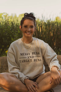 Messy Buns & Target Runs Sweatshirt - Sand