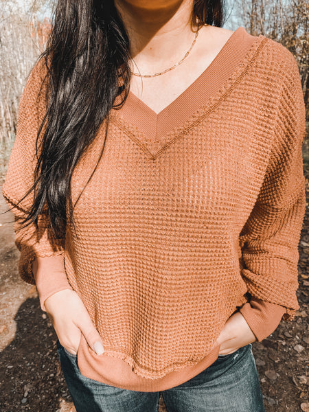 Waffle Knit Sweater - Ginger