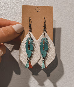 Turquoise feather earrings