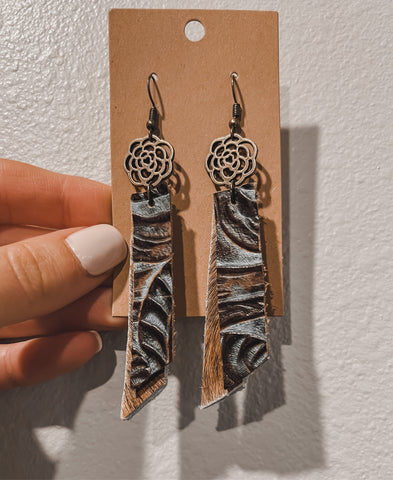 Cowhide and leather earrings
