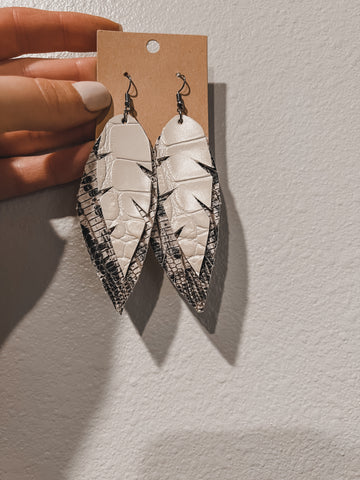 Leather feather earrings